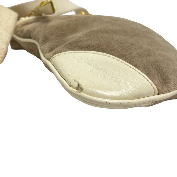 JUICY COUTURE Velour Beige Tan Cream Y2L Crossbody Shoulder Bag Purse Tote Charm - Picture 6 of 16